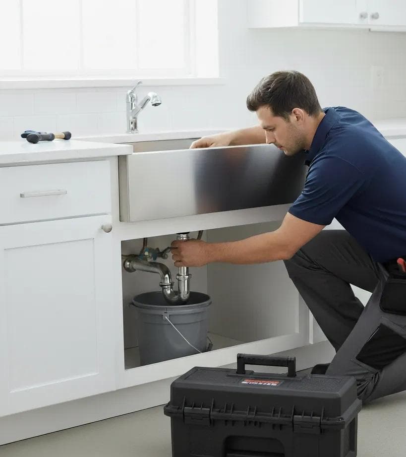 Plumber repairing a sink