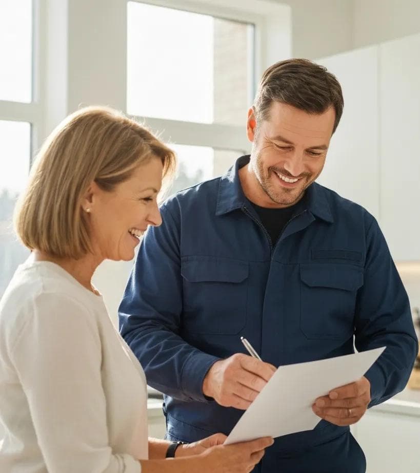 Plumber showing price to client